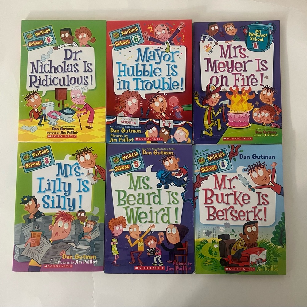 Set of 6 gently used paper cover books -My Weirder School